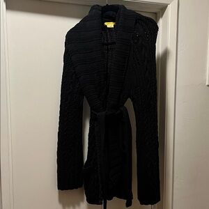 Catherine Malandrino Black Cable Knit Cardigan